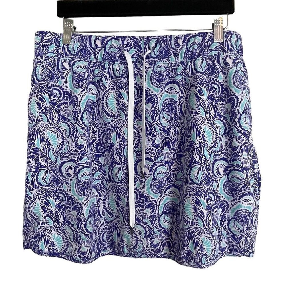 Izod Golf Skort L Blue Batik Preppy Golfcore Sport Coastal Country Club Resort